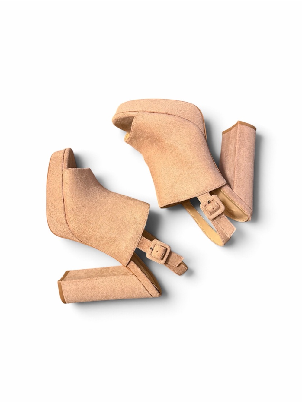 Forever 21 Blush Suede Platform Block Heel Sandals